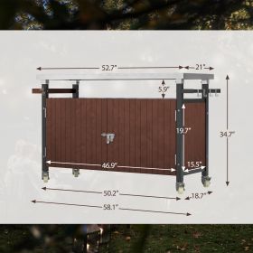 Outdoor Grill Cart With Stainless Steel Tabletop, Storage, Patio Kitchen Island With Wheels, Hooks, And Spice Rack, Waterproof Outdoor Grill Tabl (Option: 58X18X34in)