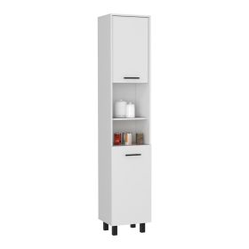 Ikaria Kitchen Pantry, Two Shelves, Three Interior, Shelves (Color: White)
